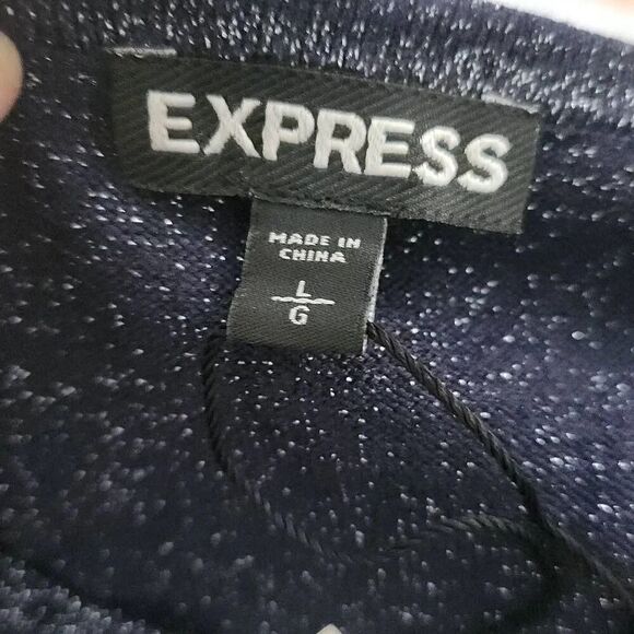Express Women's Size Large Navy Sparkle Shoulder Cutout Mini Dress - Picture 2 of 8
